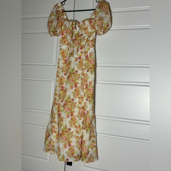 Hello Molly Find Me At Brunch Midi Dress Orange Floral - Picture 5 of 9
